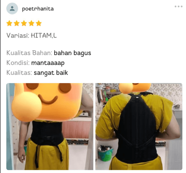 Bukti ulasan Shopee dari poetrhanita