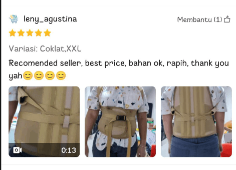 Bukti ulasan Shopee dari leny_agustina